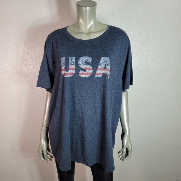 Maurices USA Graphic‎ Tee Plus Size 2X 3X Soft Comfortable Short Sleeve Blue NWT - Picture 2 of 5